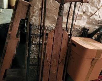 antique sled in basement