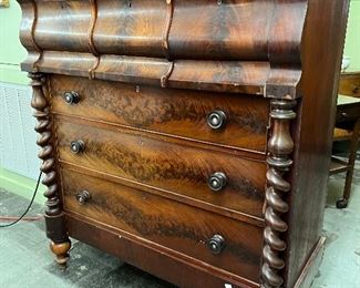 A large Victorian mahogany OG chest of drawers, ca 1870s.