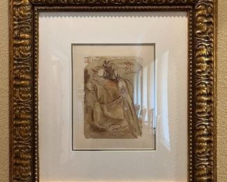 Dali’ framed woodcut print: Divine Comedy - Purgatory 30.