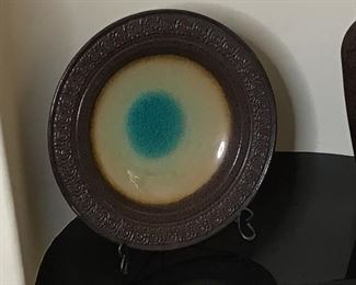 Large pottery platter with stand $55. Text Steve at 619-540-9414