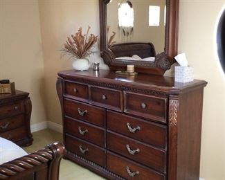Large knotty pine dresser and mirror $650. Text Steve at 619-540-9414
