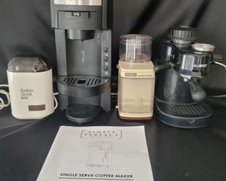 (4) Coffee: 1- Espresso Machine, 2- Grinders, PLUS
1- Singe Serve Coffee Maker
