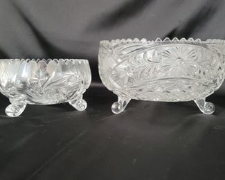 (2) Vintage Brilliant Cut Crystal Footed Bowls w/
Sawtooth Rims