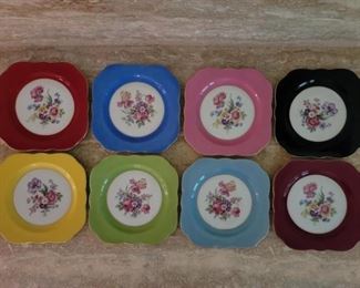 (8) Vintage Floral Salad Plates by Victoria, Czech