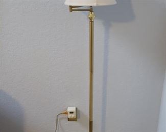 Vintage Brass Lamp with Swing Arm and Shade