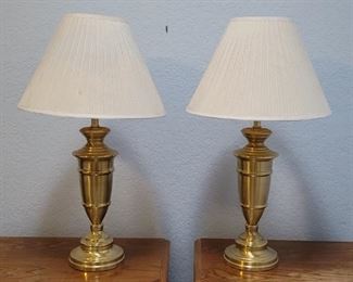 (2) Vintage Brass Lamps with Shades