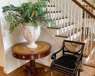 $200-Large white urn on foyer table                               25" h,  20" w 
Chair sold
