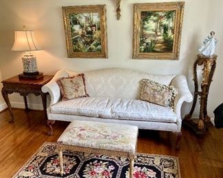 $850 Southwood down sofa.   Aubusson pillows $50 each