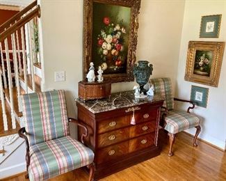 Hancock and Moore chairs                                                    Height: 39"  Width: 25"  Depth:  21"
$400 for the pair