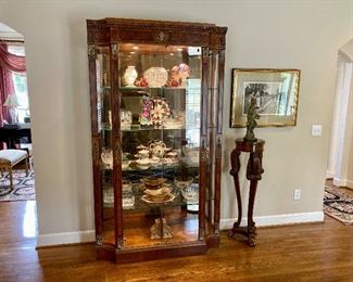 $1150. Henredon lighted display cabinet                                         Height: 63.5"  Width: 49"  Depth: 14"

