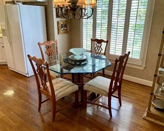 -Kitchen dinette table w/ 48” wide beveled glass top
$200
-Chairs sold
