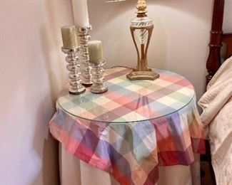 Skirted glass top accent table
$50