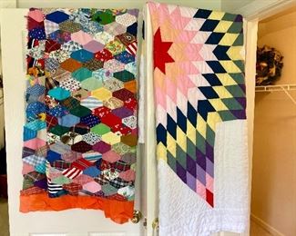 $30 quilt top with orange border.  $75 Longhorn star quilt