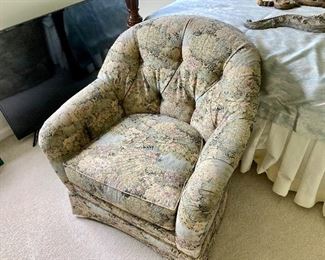 $350. Sherrill floral tapestry club chair
