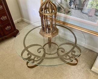 $125. Wrought iron coffee table
16.5” t, 35” w
