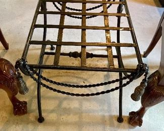 Neoclassical wrought iron end table
18” t, 22” w, 18” d
$75