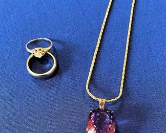 14k and diamond ring set, Amethyst necklace