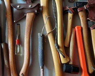 Many handtools, collector Gransfors Bruks Sweden axes
