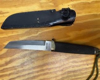 Vintage Cold Steel Tanto Japan knife and leather sheath