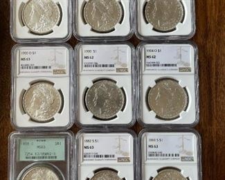 Graded Silver MORGAN Dollars