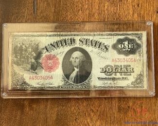 1917 $1 Dollar Large United States Note "Sawhorse" Reverse