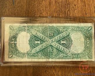 1917 $1 Dollar Large United States Note "Sawhorse" Reverse