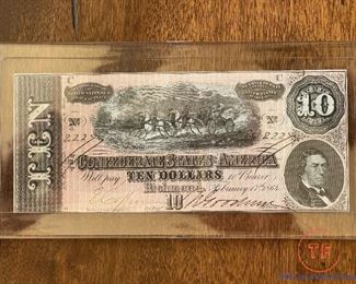 1864 Confederate $10 Note
