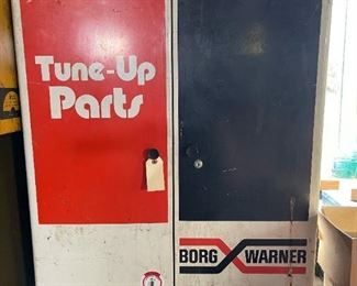Vintage Borg Warner Tune-Up Parts Metal Cabinet