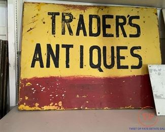 Vintage Hand Painted Traders Antiques Sign