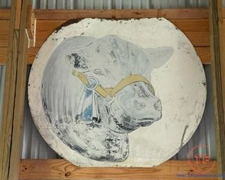 Large Metal Hand Painted Bovine Cow Sign