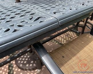 Large Cast Aluminum Outdoor Patio Set with Hidden Recessed Leaf with Protective Duck Covers