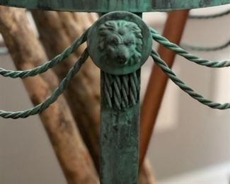 Copper Umbrella Stand with Lion Heads