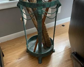 Copper Umbrella Stand with Lion Heads