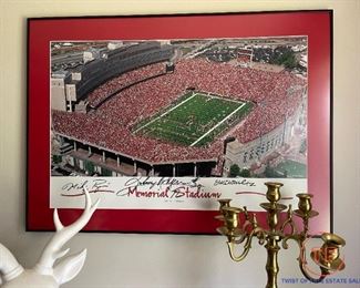 Signed Memorial Stadium Print (MIKE ROZIER, JOHNNY RODGERS, and ERIC CROUCH)