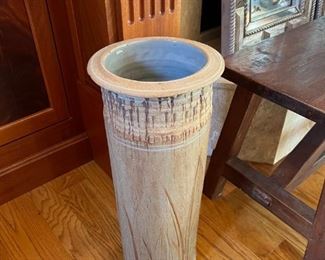 Artisan Umbrella Stand Pottery, signed