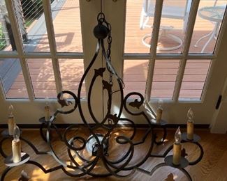 Six arm iron chandelier