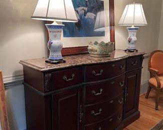 Thomasville Buffet with marble top, 68x42x20