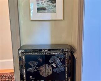 Oriental Black Lacquered Cabinet