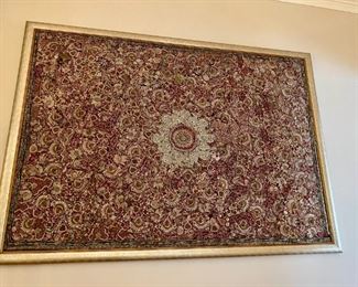 Framed beaded Indian Sari, 44x60