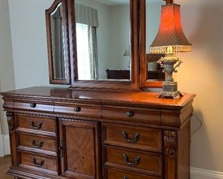 Matching long dresser with mirror