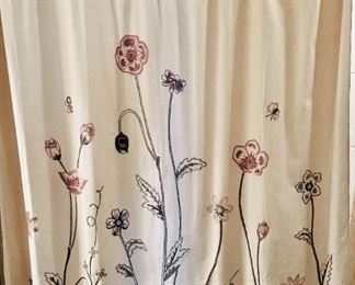 Hand stitched floral shower curtain