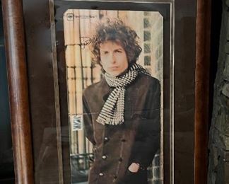 SIGNED WITH COA, Bob Dylan's ICONIC 1966 'Blonde on Blonde,' Album Cover, with Double Album enclosed in a felt pocket on the back of this beautifully framed, very rare collectible!