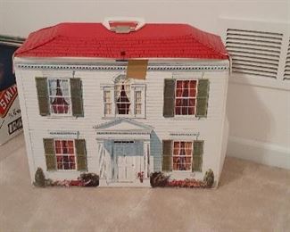 Vintage vinyl dollhouse with furniture 