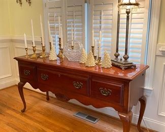 American Drew Sidebaord | Assorted Brass Candlesticks