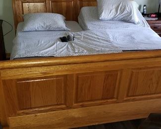 King Size Adjustable Bed  With Oak Head and Foot Boards