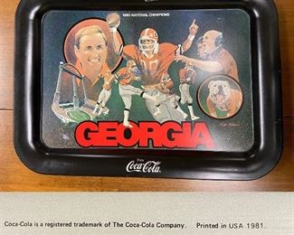 USA 1981 Official Georgia Bulldog Metal Coke Tray