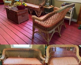 Braided Natural Wicker Loveseat & Sofa