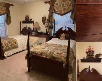 Pair Vintage 4 Poster Twin Beds
