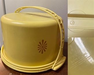 Vintage Yellow Tupperware Cake Container 