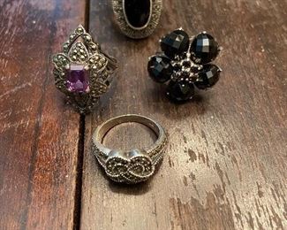 Sterling Rings, Marcasite, Amethyst, Ect…